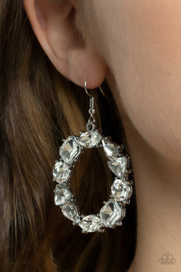 GLOWING in Circles - White Earring Paparazzi Accessories