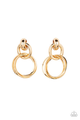 Dynamically Linked - Gold Post Earrings Paparazzi Accessories