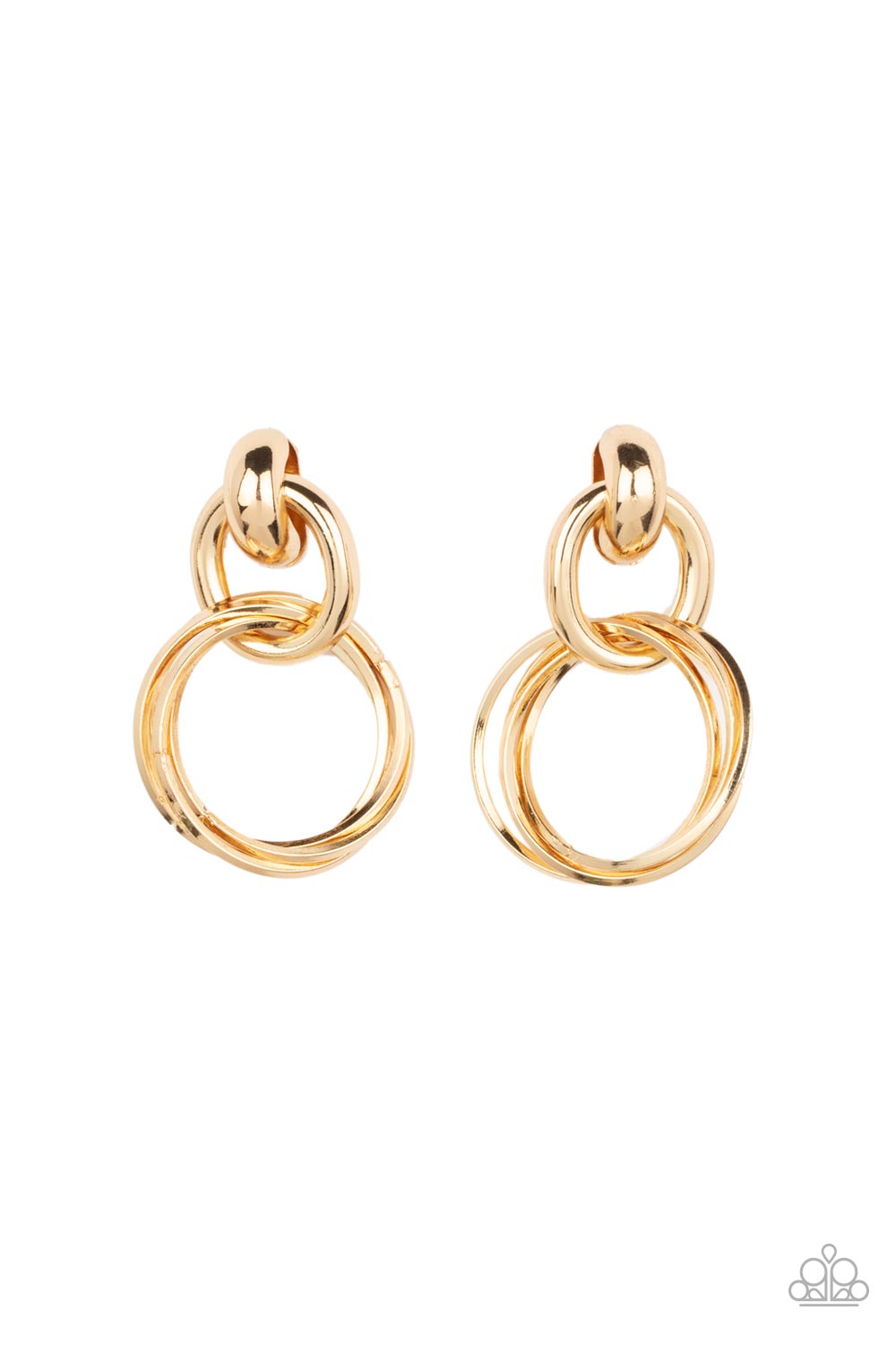 Dynamically Linked - Gold Post Earrings Paparazzi Accessories