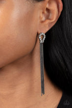 Load image into Gallery viewer, Dallas Debutante - Black Gunmetal Rhinestone Earrings Paparazzi Accessories