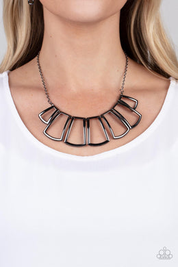 Full-Fledged Framed - Black Gunmetal Necklace Paparazzi Accessories
