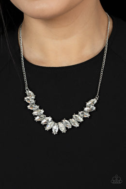Galaxy Game-Changer - White Rhinestone Necklace Paparazzi Acessories