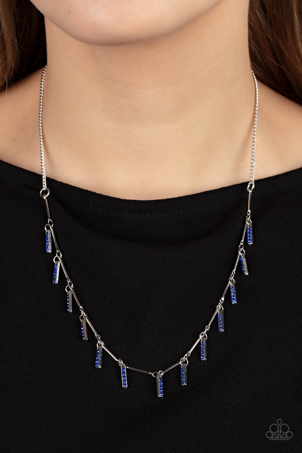 Metro Muse - Blue Rhinestone Necklace Paparazzi Acessories