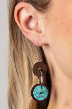 Load image into Gallery viewer, Artisanal Aesthetic - Blue Stone Wooden Earrings Paparazzi Accessories