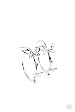 Load image into Gallery viewer, Full Out Flutter - White Butterfly Hoop Earrings Paparazzi Accessories