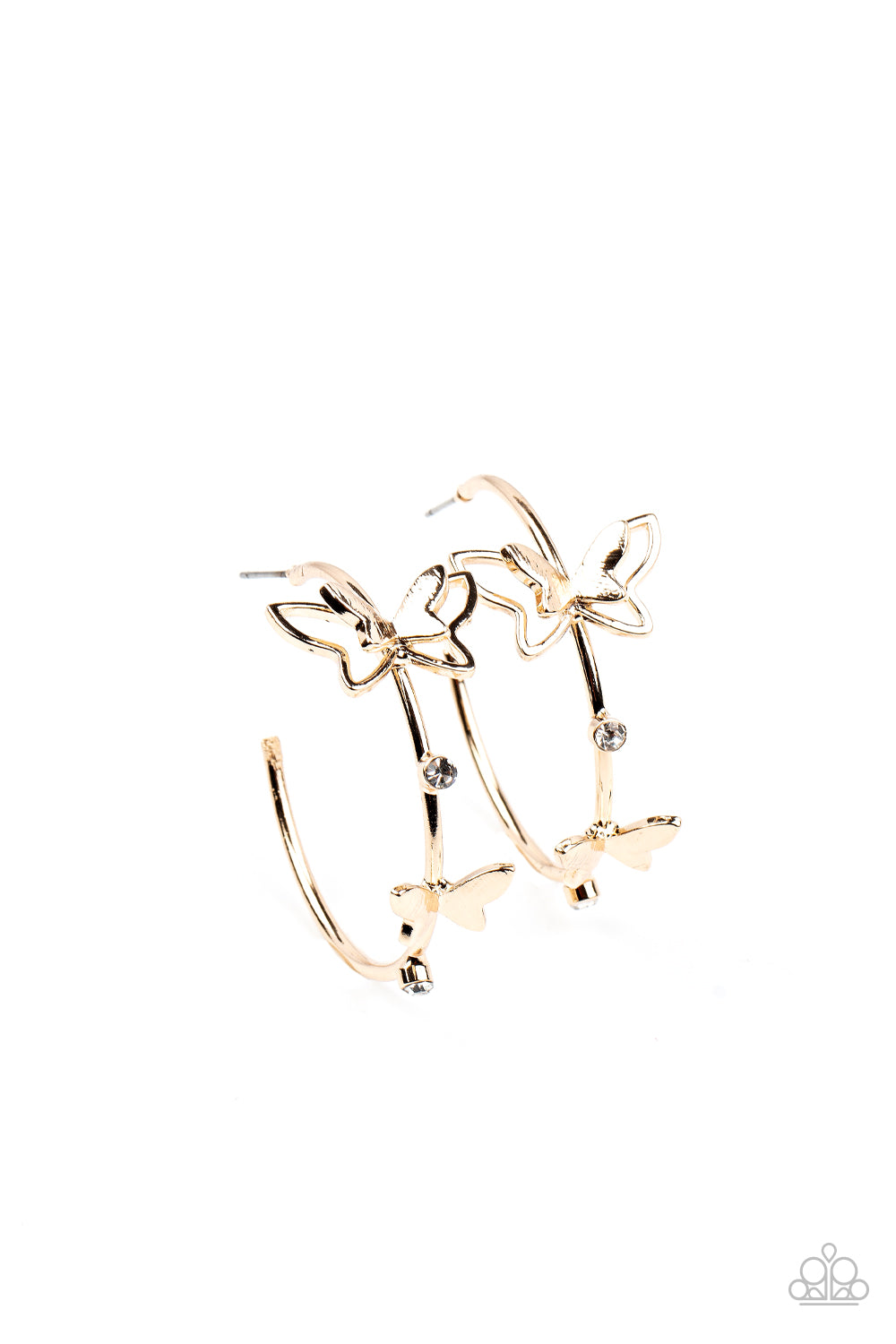 Full Out Flutter - Gold Butterfly Hoop Earrings Paparazzi Acessories