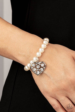 Cutely Crushing - White Pearl Stretchy Bracelet Paparazzi Accessories