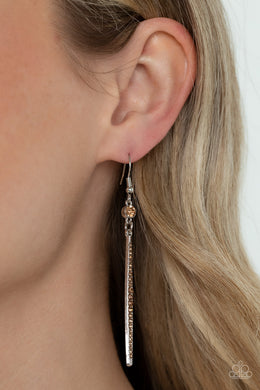 Skyscraping Shimmer - Brown Rhinestone Earrings Paparazzi Accessories