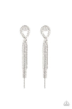 Load image into Gallery viewer, Luxury Lasso - White Rhinestone Post Earrings Paparazzi Accessories