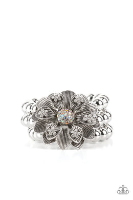 Botanical Bravado Multi Rhinestone Floral Bracelet Paparazzi Accessories