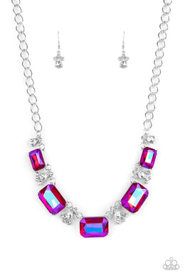 Flawlessly Famous - Pink Rhinestone Necklace Paparazzi Accessories