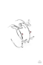 Load image into Gallery viewer, Full Out Flutter - Pink Butterfly Hoop Earrings Paparazzi Accessories