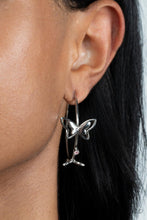 Load image into Gallery viewer, Full Out Flutter - Pink Butterfly Hoop Earrings Paparazzi Accessories