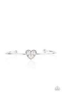 cuff,hearts,rhinestones,white,Heart of Ice - White Rhinestone Heart Cuff Bracelet