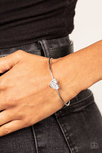 Load image into Gallery viewer, Heart of Ice - White Rhinestone Heart Cuff Bracelet Paparazzi Accessories