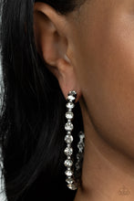 Load image into Gallery viewer, Royal Reveler - Black Gunmetal Rhinestone Hoop Earrings Paparazzi Accessories