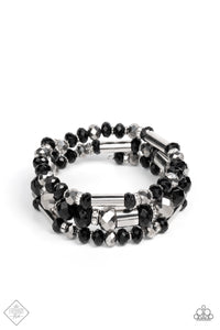 black,coil,rhinestones,Dynamic Dazzle Black Bracelet