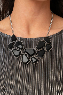 Double-DEFACED Black Necklace Paparazzi Accessories