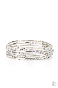 coil,iridescent,multi,rhinestones,Camera Shy Simmer Multi Rhinestone Coil Bracelet