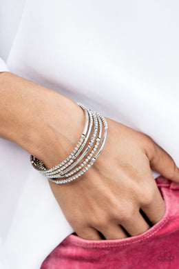 Camera Shy Simmer Multi Rhinestone Coil Bracelet Paparazzi Accessories