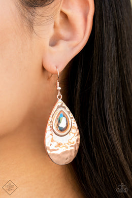 Tranquil Trove Rose Gold Rhinestone Earrings Paparazzi Accessories