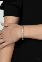 Load image into Gallery viewer, Timelessly Tiny - White Rhinestone Cuff Bracelet Paparazzi Accessories