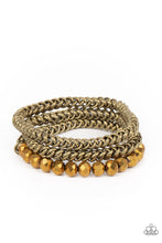 Load image into Gallery viewer, Gutsy and Glitzy - Brass Stretchy Bracelets Paparazzi Accessories