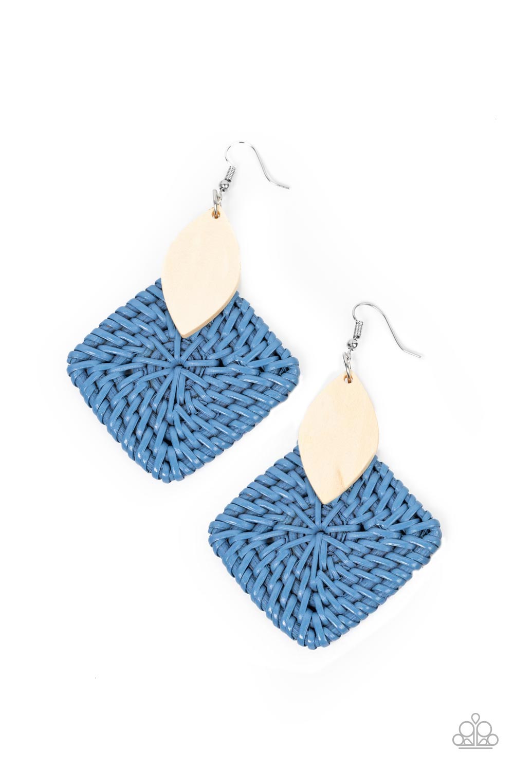 Sabbatical WEAVE - Blue Wood Wicker Earrings Paparazzi Accessories