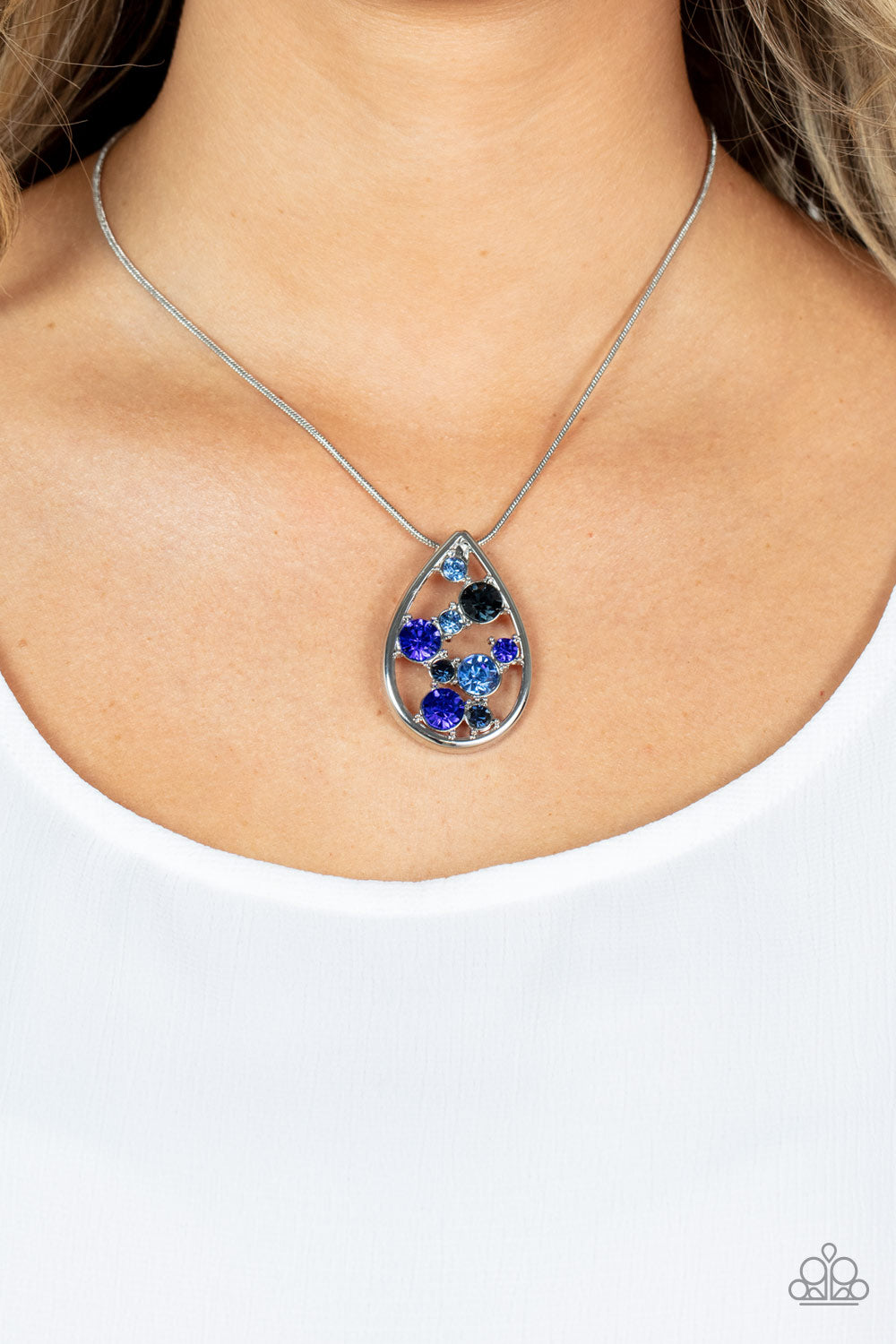 Seasonal Sophistication - Blue Rhinestone Necklace Paparazzi Accessories