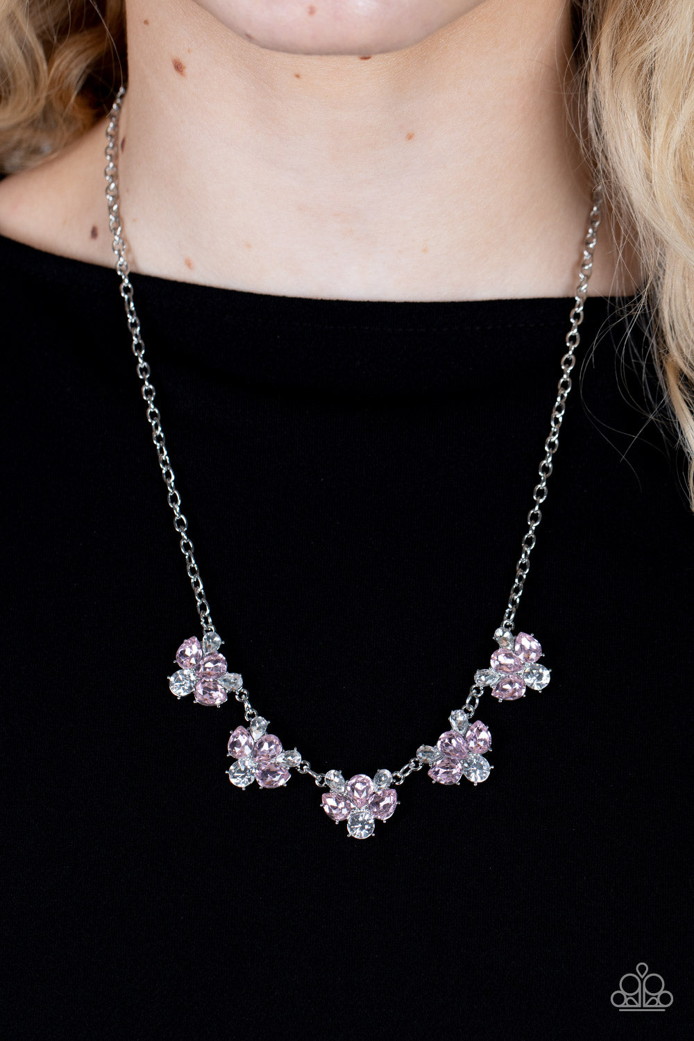 Envious Elegance - Pink Rhinestone Necklace Paparazzi Accessories