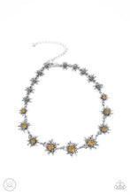 Load image into Gallery viewer, Get Up and GROW - Yellow Rhinestone Floral Choker Necklace Paparazzi Accessories