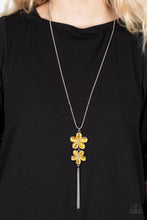 Load image into Gallery viewer, Perennial Powerhouse - Yellow Cat&#39;s Eye Floral Necklaces Paparazzi Accessories