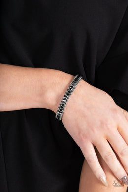 Rebel Renaissance - Black Rhinestone Hinge Bracelet Paparazzi Accessories