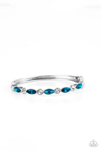blue,hinge,rhinestones,Petitely Powerhouse - Blue Rhinestone Hinge Bracelet