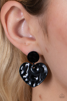 Just a Little Crush - Black Earrings Paparazzi Accessories
