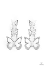 Load image into Gallery viewer, Flamboyant Flutter - White Butterfly Earrings Paparazzi Accessories