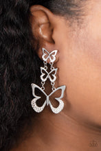 Load image into Gallery viewer, Flamboyant Flutter - White Butterfly Earrings Paparazzi Accessories