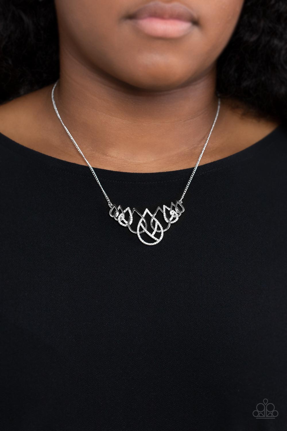 Thunderstruck Teardrops - White Rhinestone Necklace Paparazzi Accessories