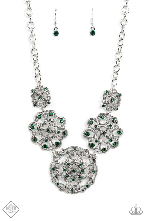 Royally Romantic Green Rhinestone Stretchy Bracelet Paparazzi Accessories