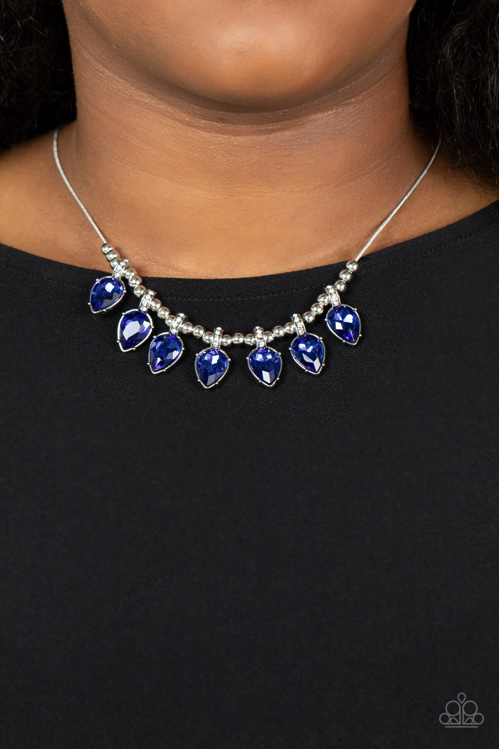 Crown Jewel Couture - Blue Rhinestone Necklace Paparazzi Accessories