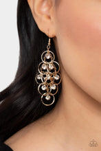 Load image into Gallery viewer, Head Rush - Gold Rhinestone Earrings Paparazzi Accessories