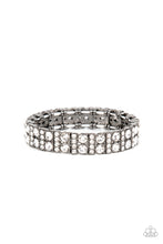 Load image into Gallery viewer, Mic Dropping Drama - Black Rhinestone Gunmetal Stretchy Bracelet Paparazzi Accessories
