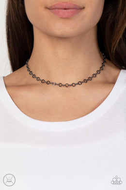 Keepin it Chic - Black Gunmetal Choker Necklace Paparazzi Accessories