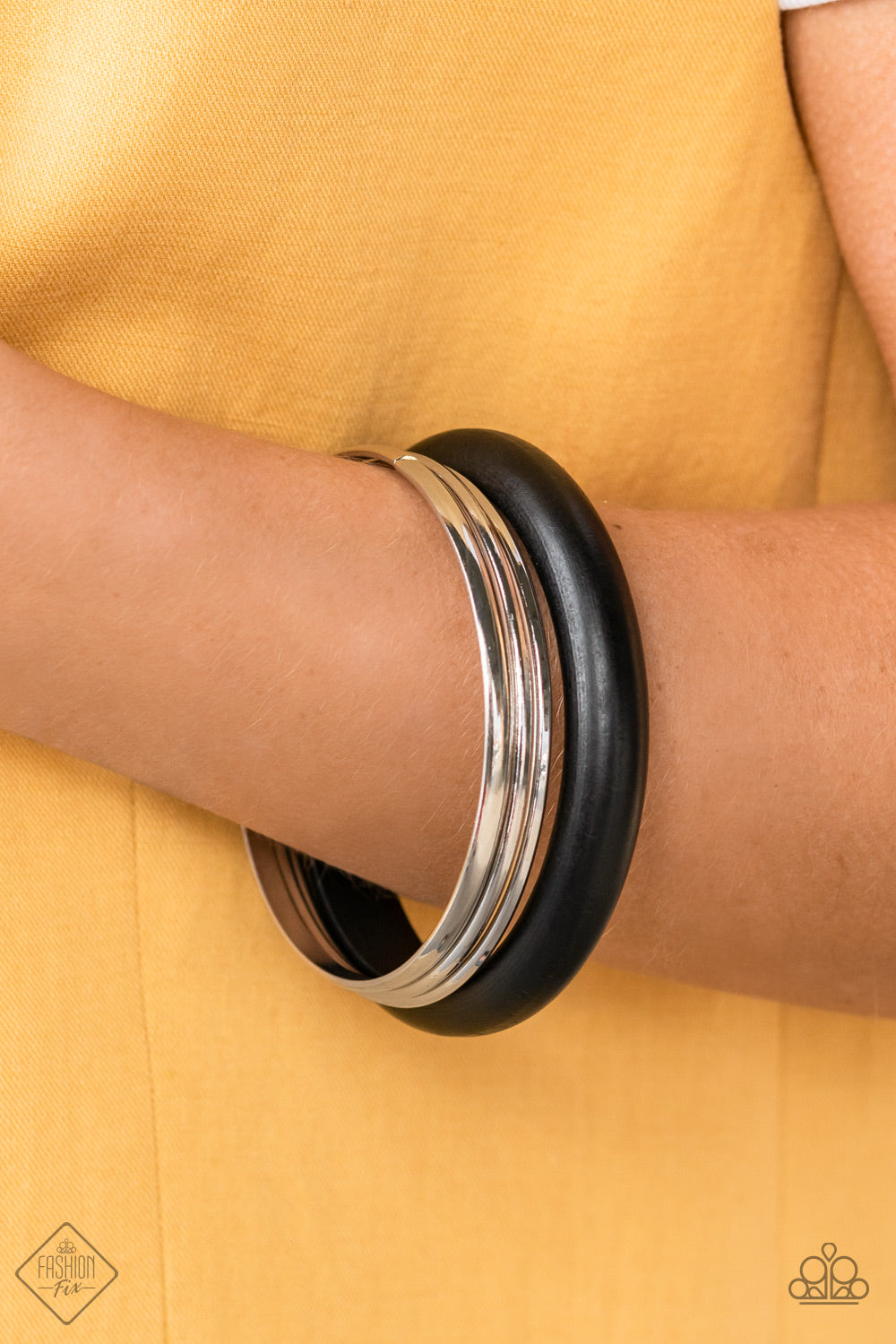 Adventurous Attitude - Black Bangle Bracelets Paparazzi Accessories