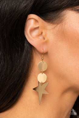 Star Bizarre - Gold Earrings Paparazzi Accessories
