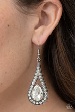 Load image into Gallery viewer, A-Lister Attitude - White Rhinestone Earrings Paparazzi Accessories