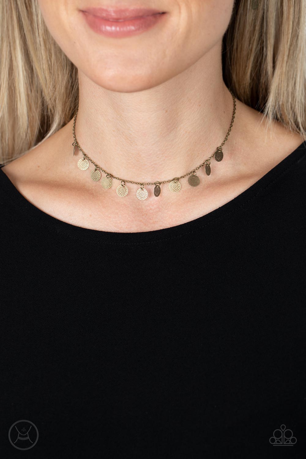 On My CHIME - Brass Choker Necklace Paparazzi Accessories