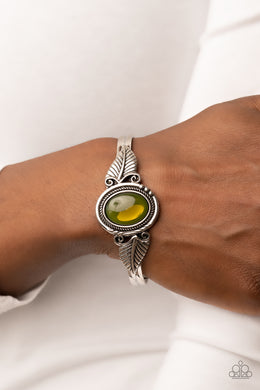Serendipitous Sojourn - Green Stone Cuff Bracelet Paparazzi Accessories