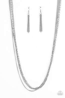 Undauntingly Urban - White Rhinestone Necklace Paparazzi Accessories