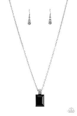 Understated Dazzle - Black Rhinestone Necklace Paparazzi Accessories